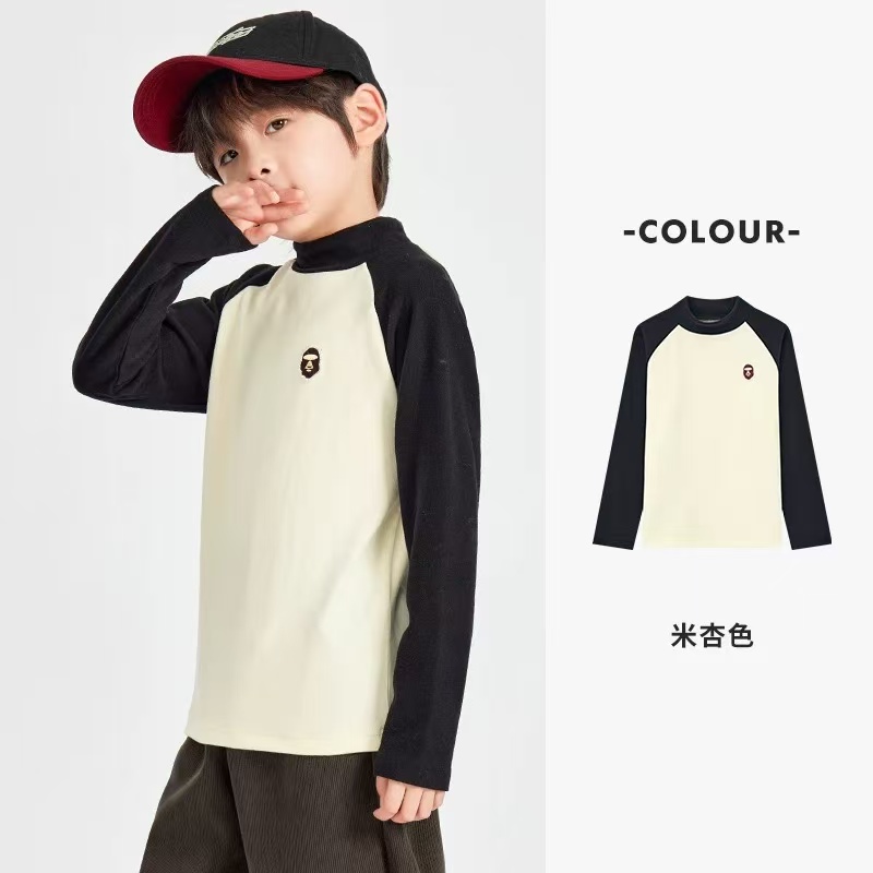 男童德绒打底衫2025新款春秋款儿童中大童内搭半高领T恤DD086