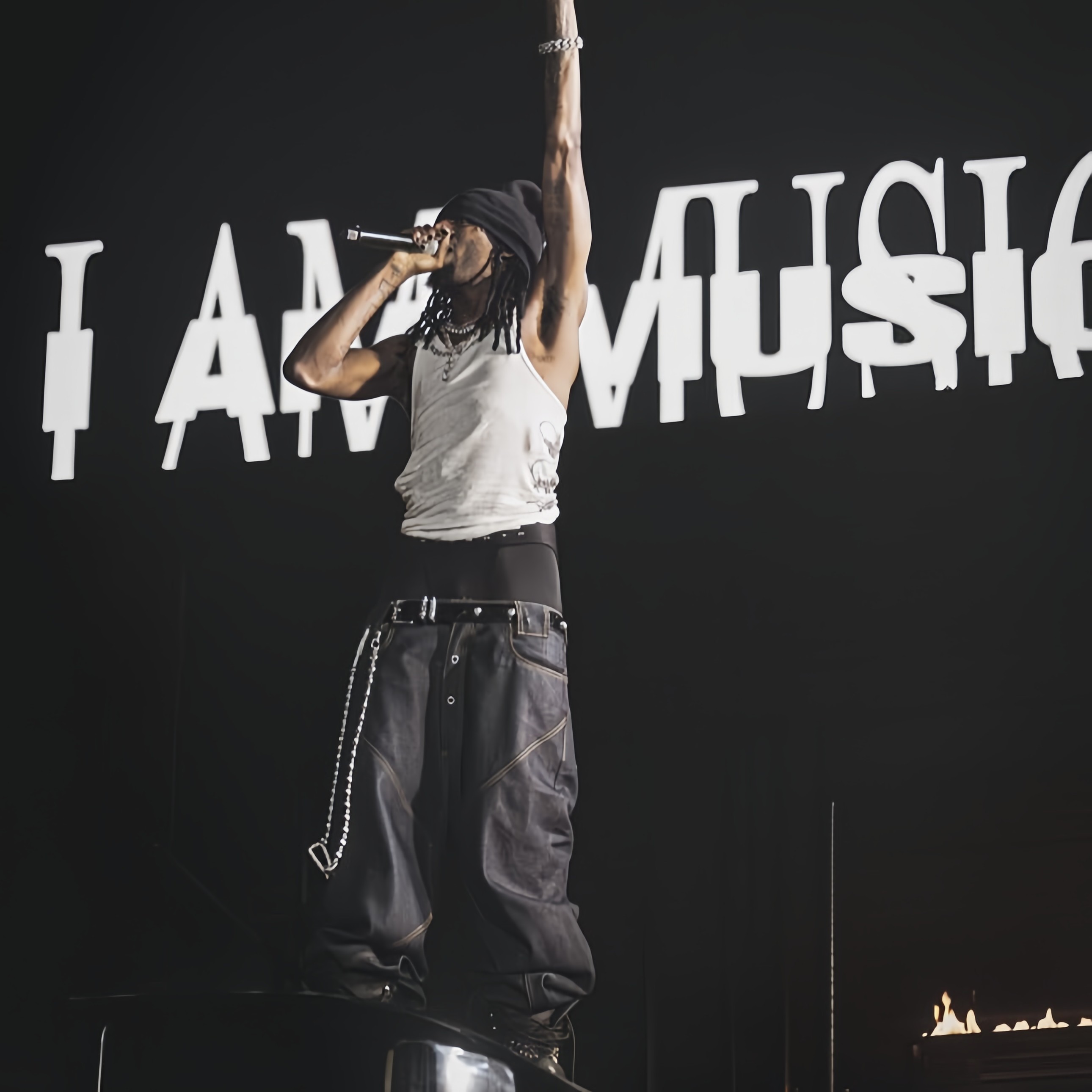 Opium YVL风格几何剪裁playboicarti驾驭直筒宽松原色牛仔裤男潮