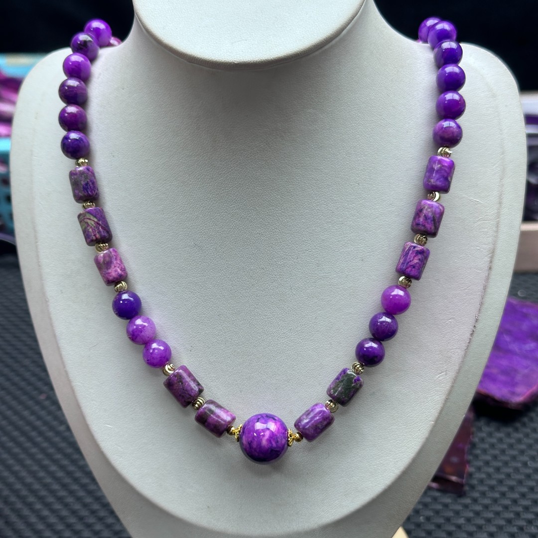 G99紫色8m圆珠设计款项链多样性发货