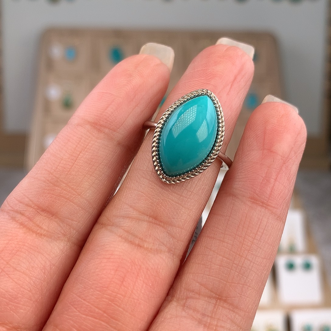 绿松石银S925镶嵌戒指