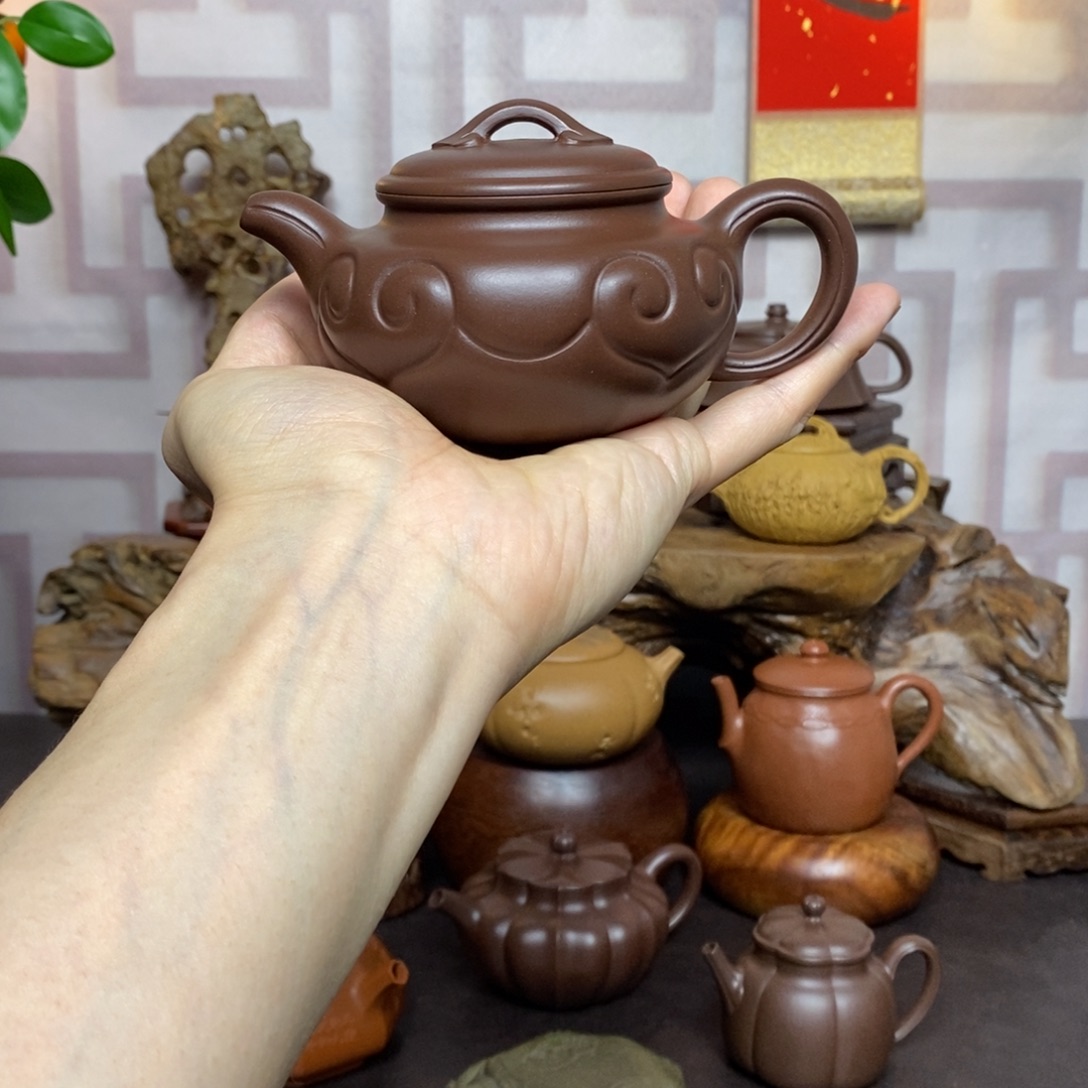 茶壶紫砂紫砂茶具老紫泥仿古如意