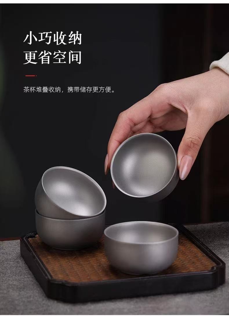 高档纯钛主人杯双层隔热纯钛茶杯