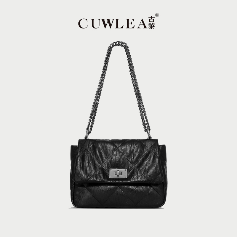 【CUWLEA/古黎】小香风新款女包绣线菱格百搭斜挎包GL-9137