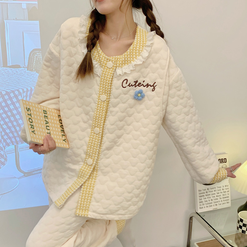 新款冬季空气棉夹层月子服哺乳喂奶衣套装【3941】