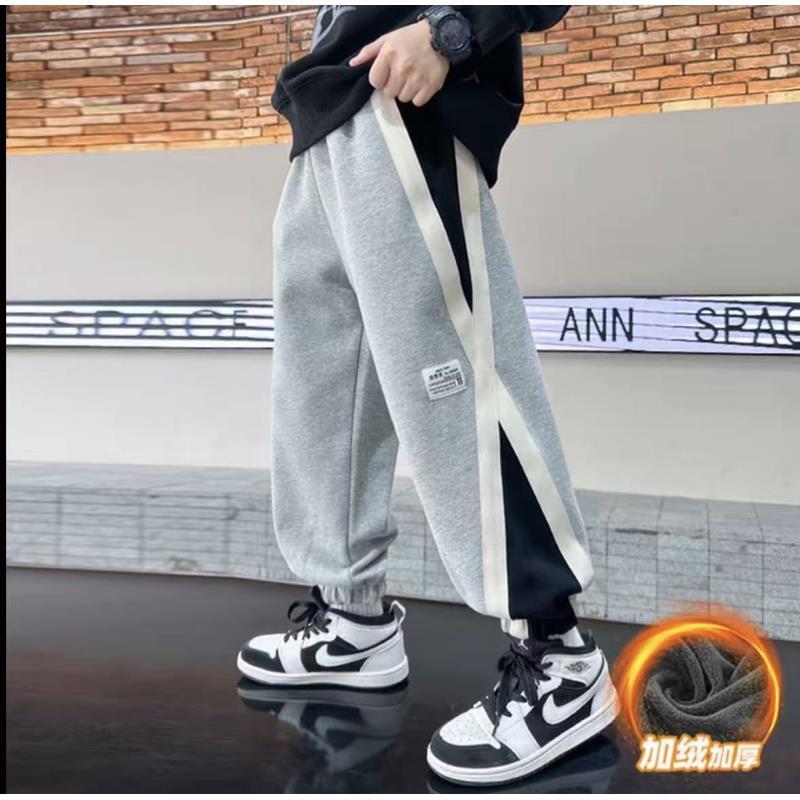 201245童装男童加绒休闲卫裤2025冬宝宝韩版潮酷洋气加绒男童卫裤