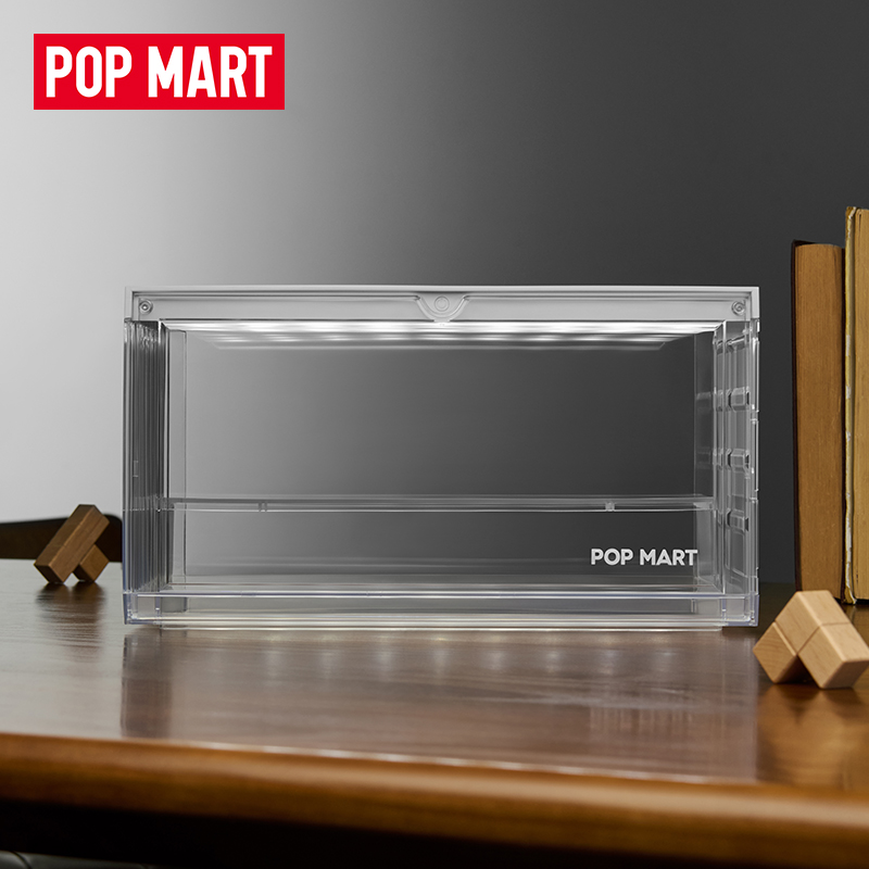 泡泡玛特POP MART 100%可拼插带灯透明展示盒