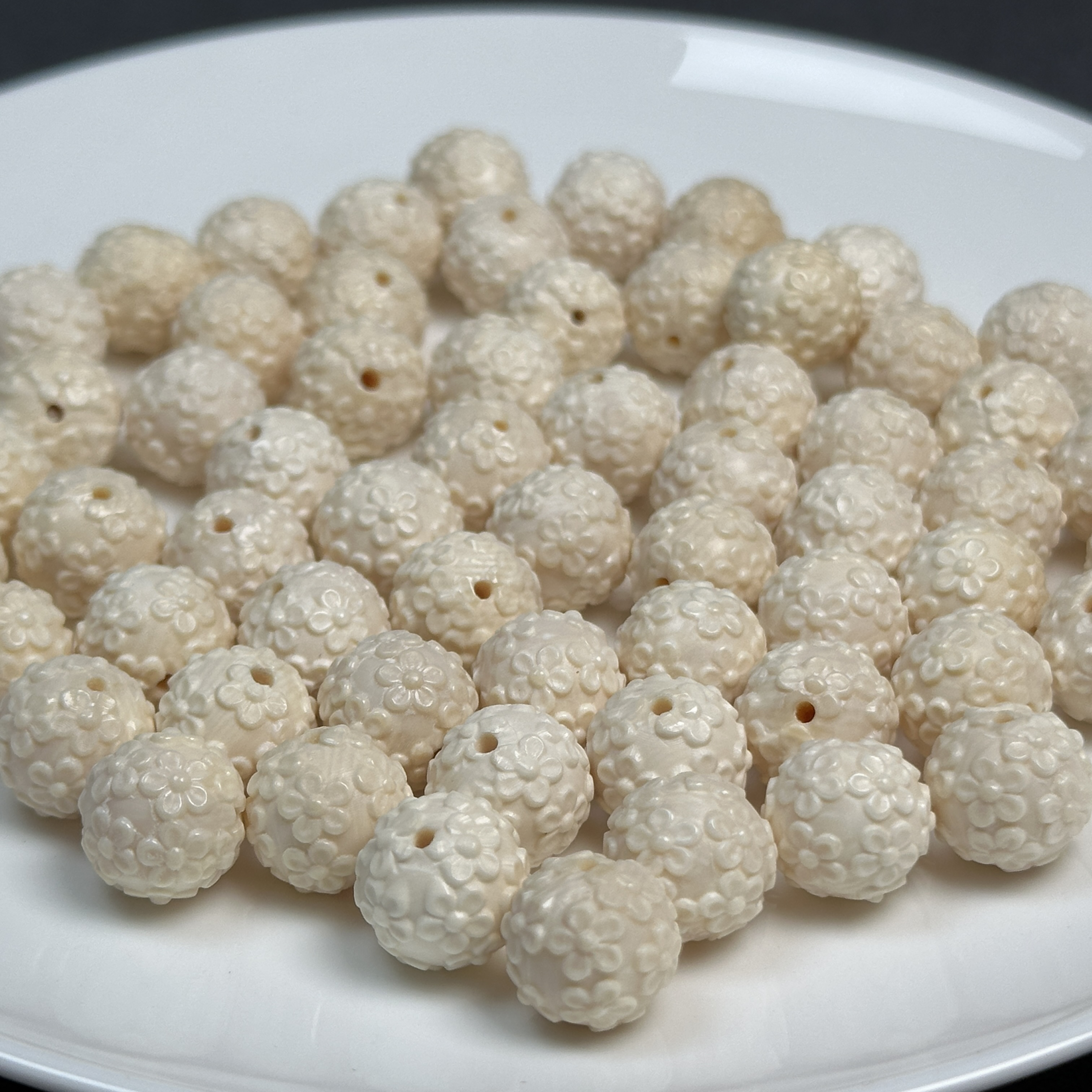 A188天然猛犸牙 花珠配饰12mm随机一个支持鉴定假一罚四