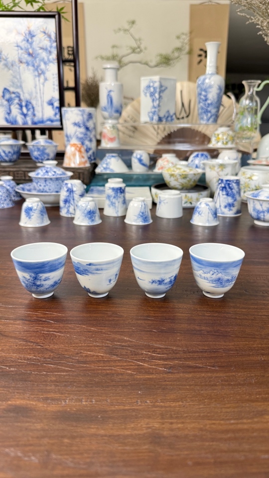 佛云山房青花春夏秋冬套杯