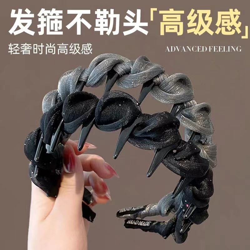 新款小香风缠绕发箍外出百搭气质防滑带齿头箍洗脸发卡女发饰