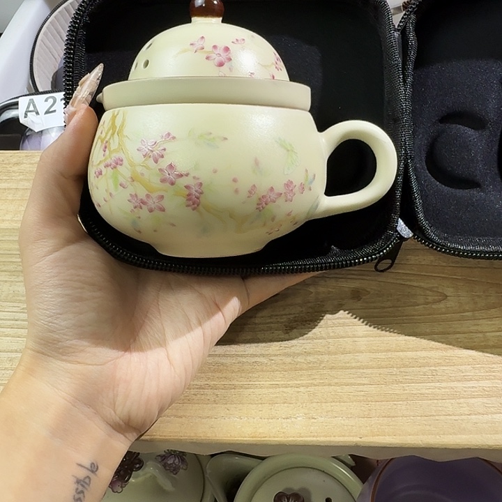 汝窑紫藤茶咖杯套装