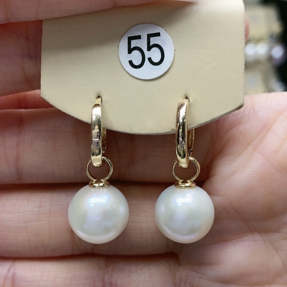 淡水珍珠耳饰银S925镀金镶嵌