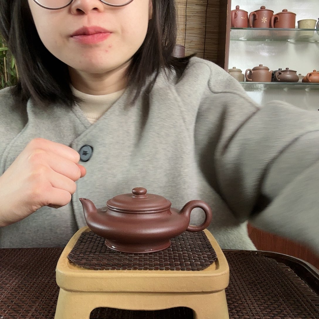 紫砂茶杯中槽清虚扁紫砂壶100CC