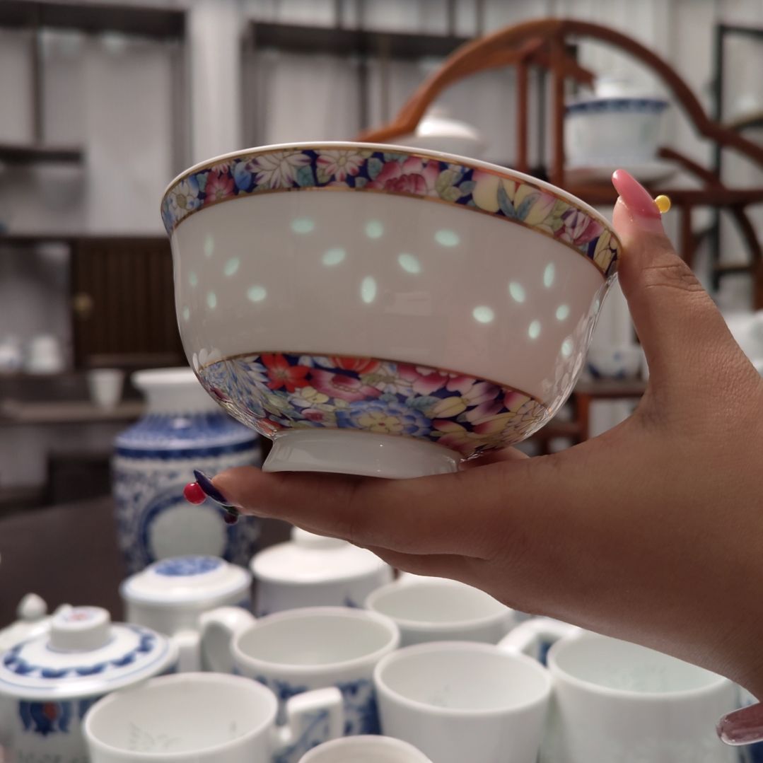 陶瓷万花5寸饭碗一个