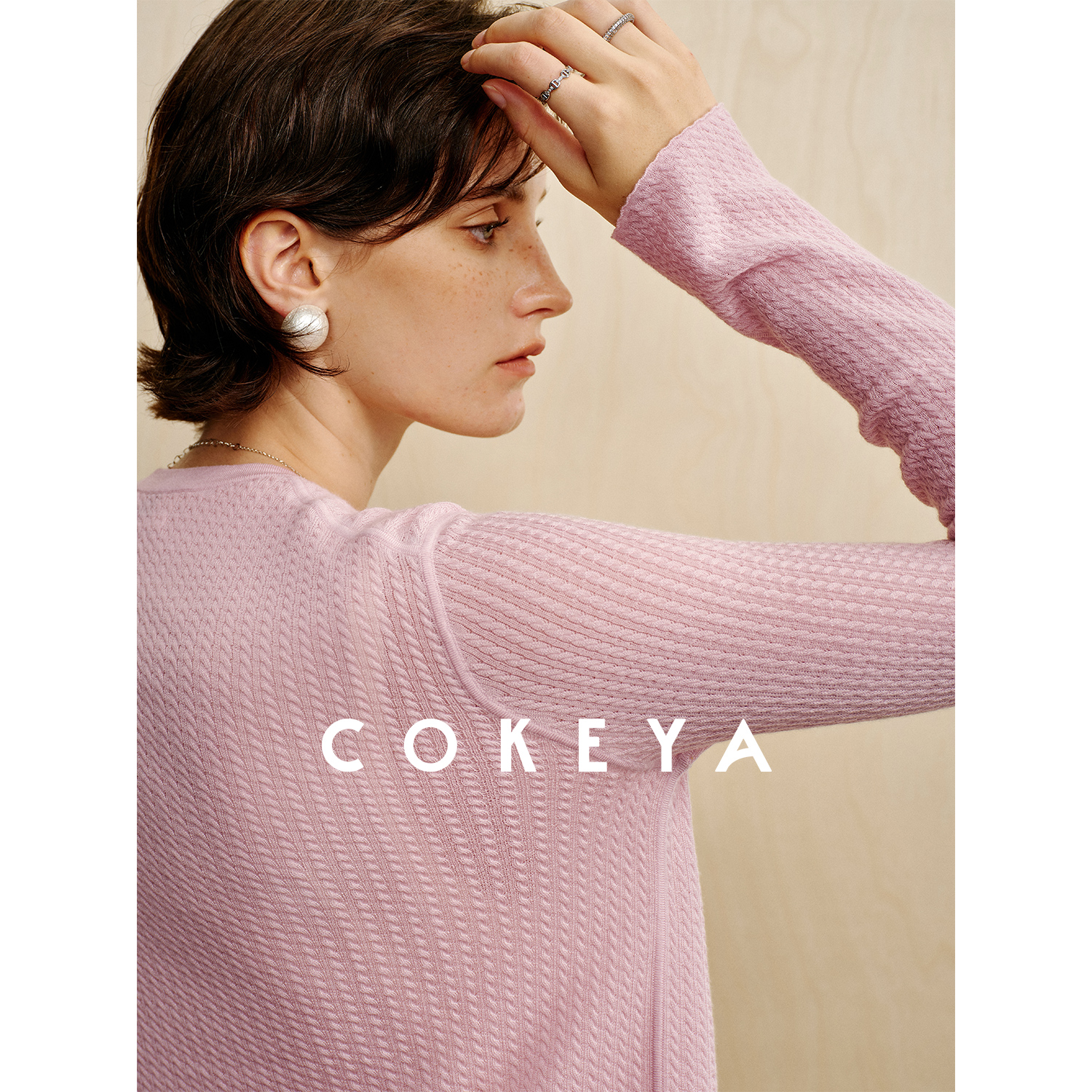 COKEYA/镇店精纯~麻花肌理60支18针美利奴羊毛直身百搭针织