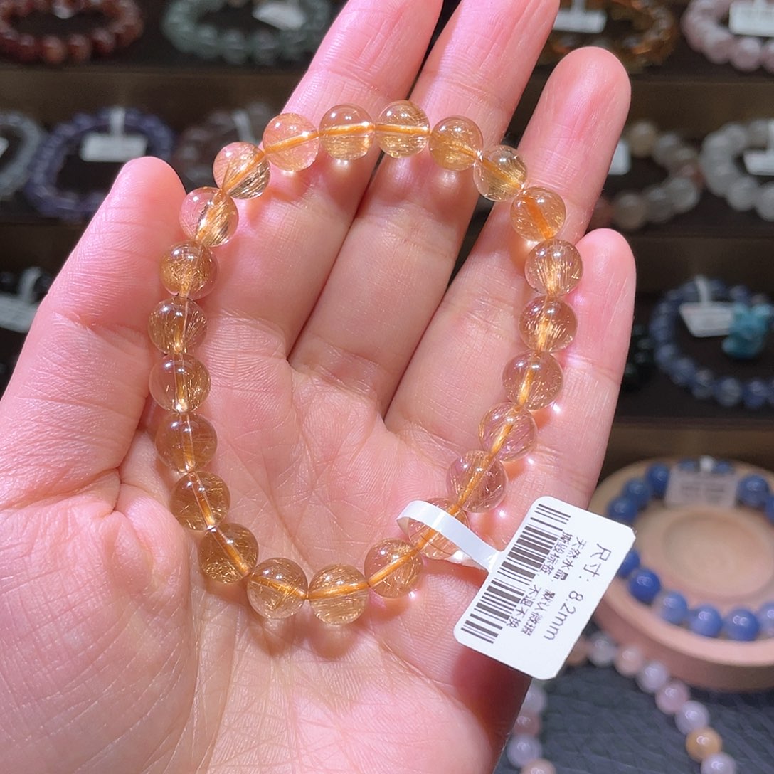 水晶手链未镶嵌太阳发晶手链，晶体通透