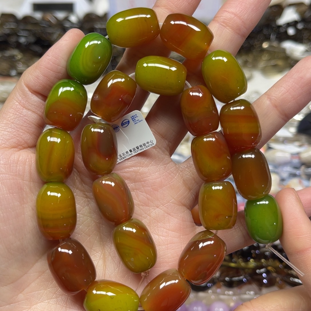 玛瑙/玉髓散珠天然盐源绿玛瑙卡13✖️18长条38厘米