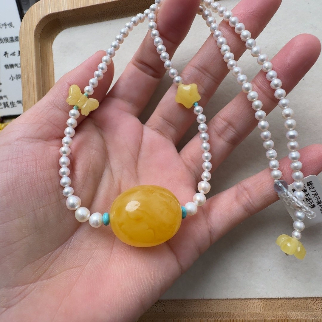 蜜蜡未镶嵌珠宝奇石有花粉，超过七天不退不换