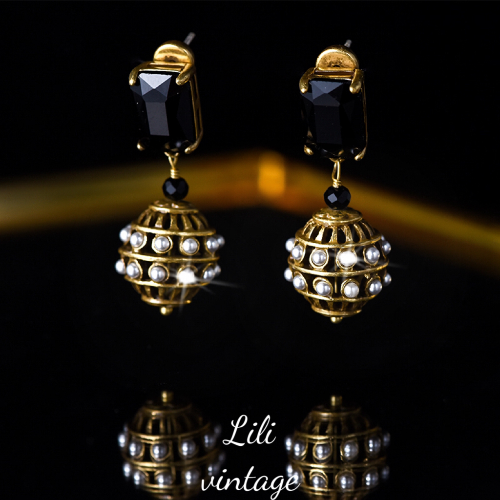 铜合金仿珍珠耳饰 631，在樊笼中复得返自然闲云野鹤岂管流年中古