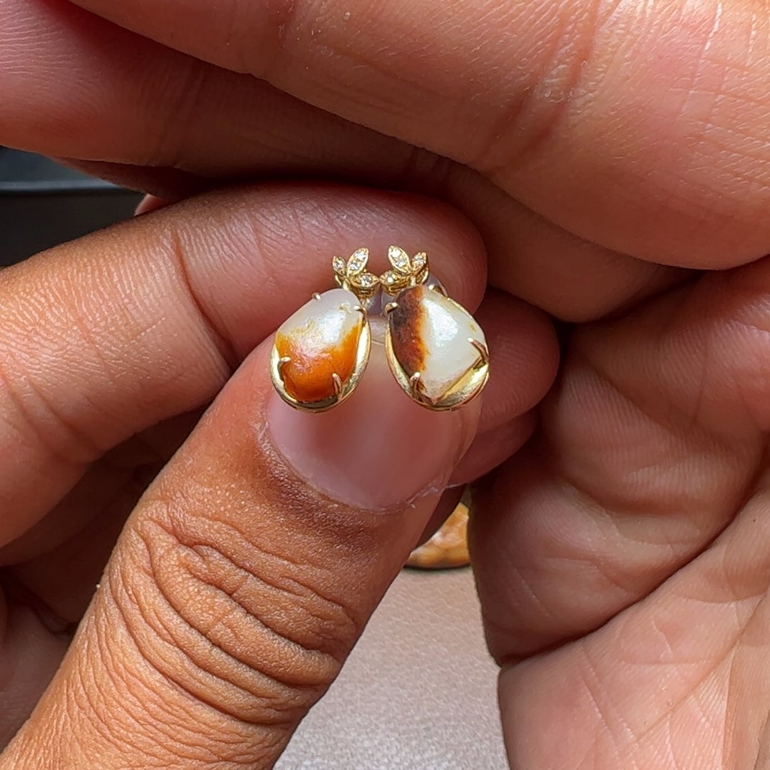 和田玉18K金镶嵌吊坠(不含链)～**～