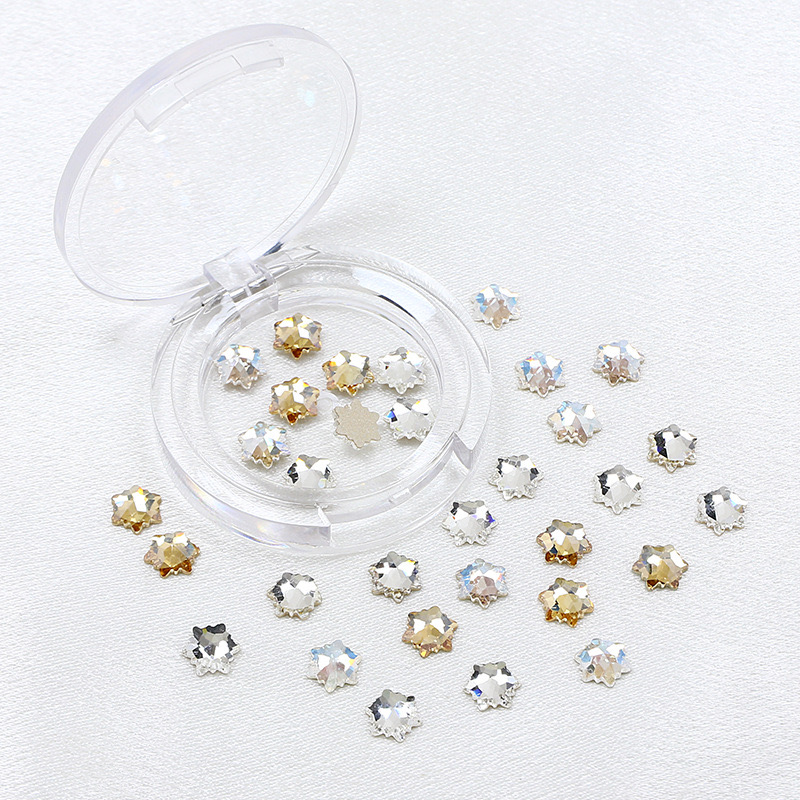 东洲美甲钻  7mm秋冬平底雪花美甲钻