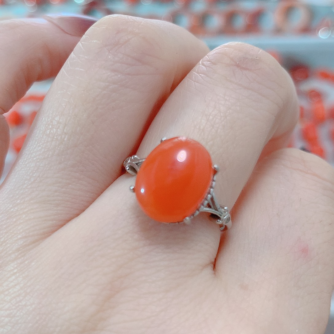 南红玛瑙吊坠(不含链)银S925镶嵌