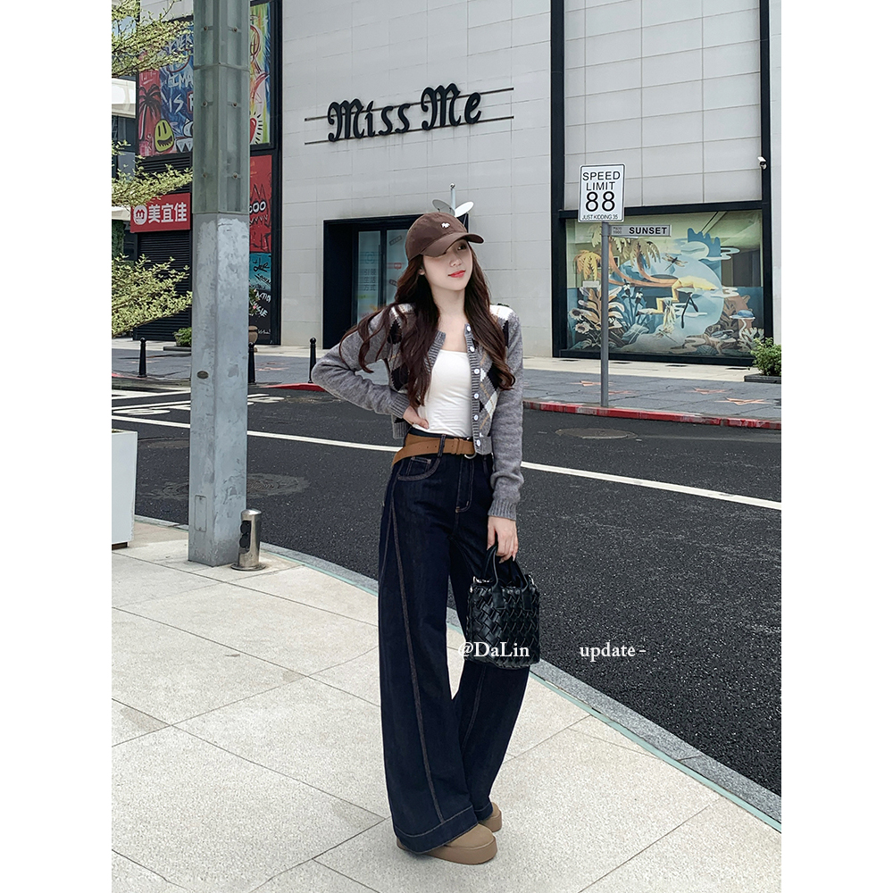 DUOXINIU/多喜牛/DaLin秋季女窄版阔腿裤宽松显腿长复古百搭显瘦