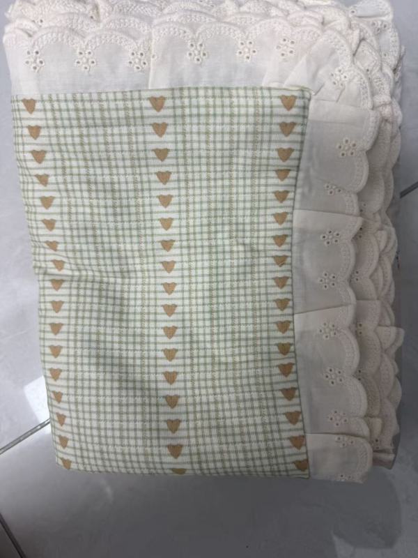 【京会社】花边双层纱枕套一对装48*74 竖条爱心