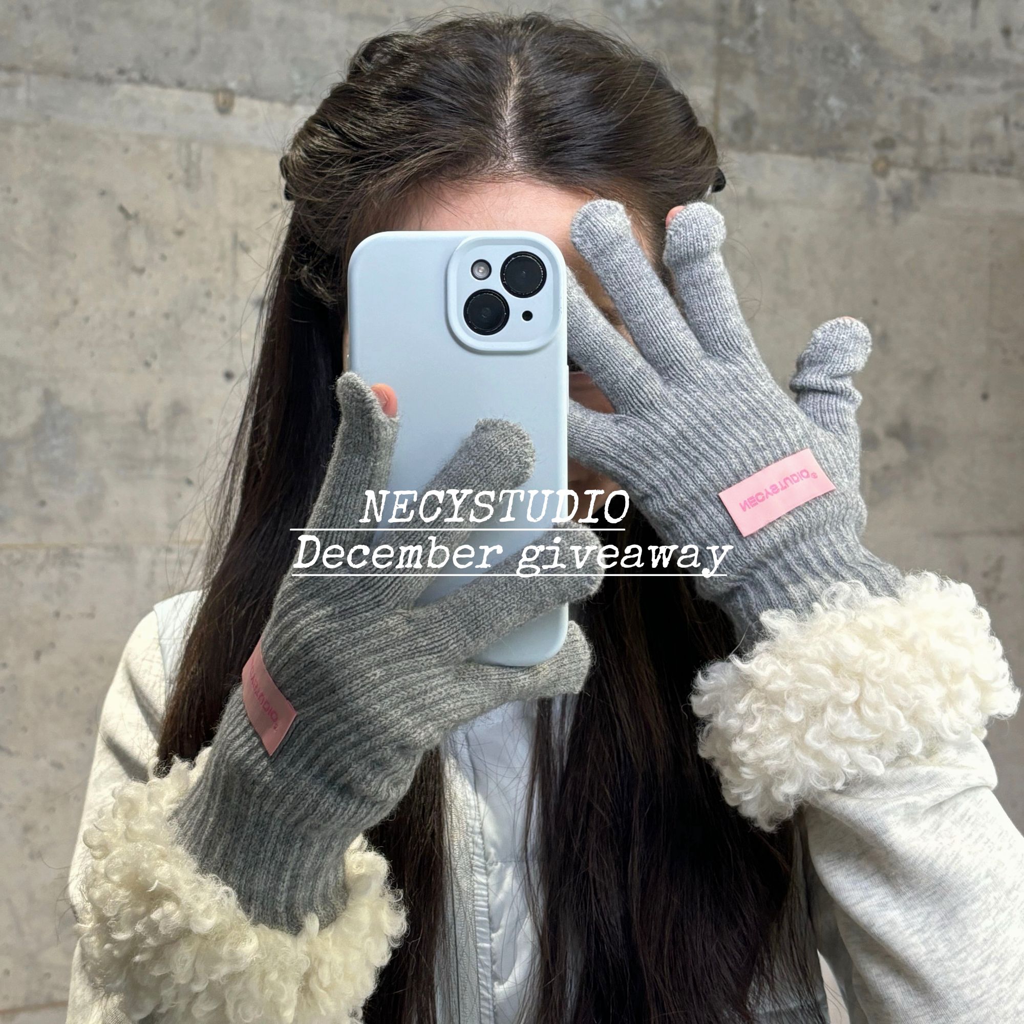 NECY定制毛毛手套卡爱ins风