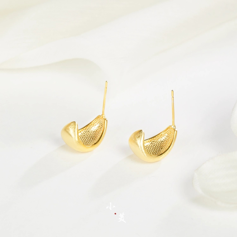 925银耳饰 拉丝C型耳钉耳环 S3075