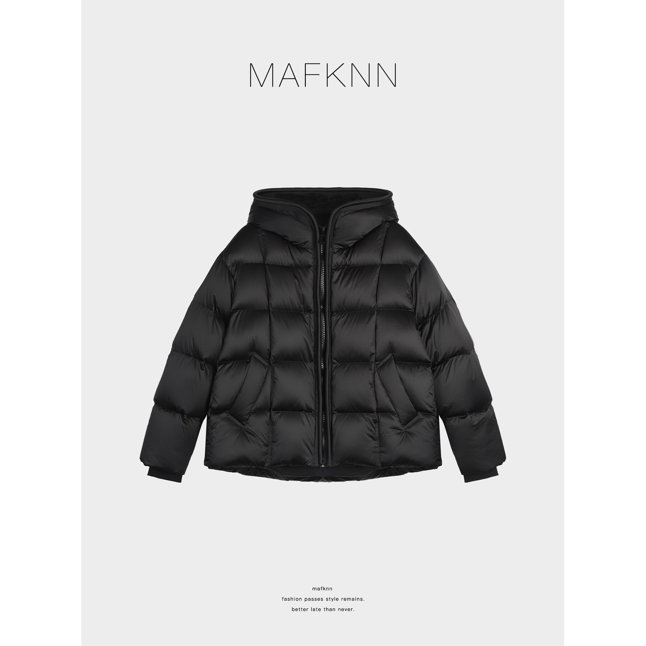 时尚休闲简约纯色百搭带帽90白鸭绒羽绒服MK13472