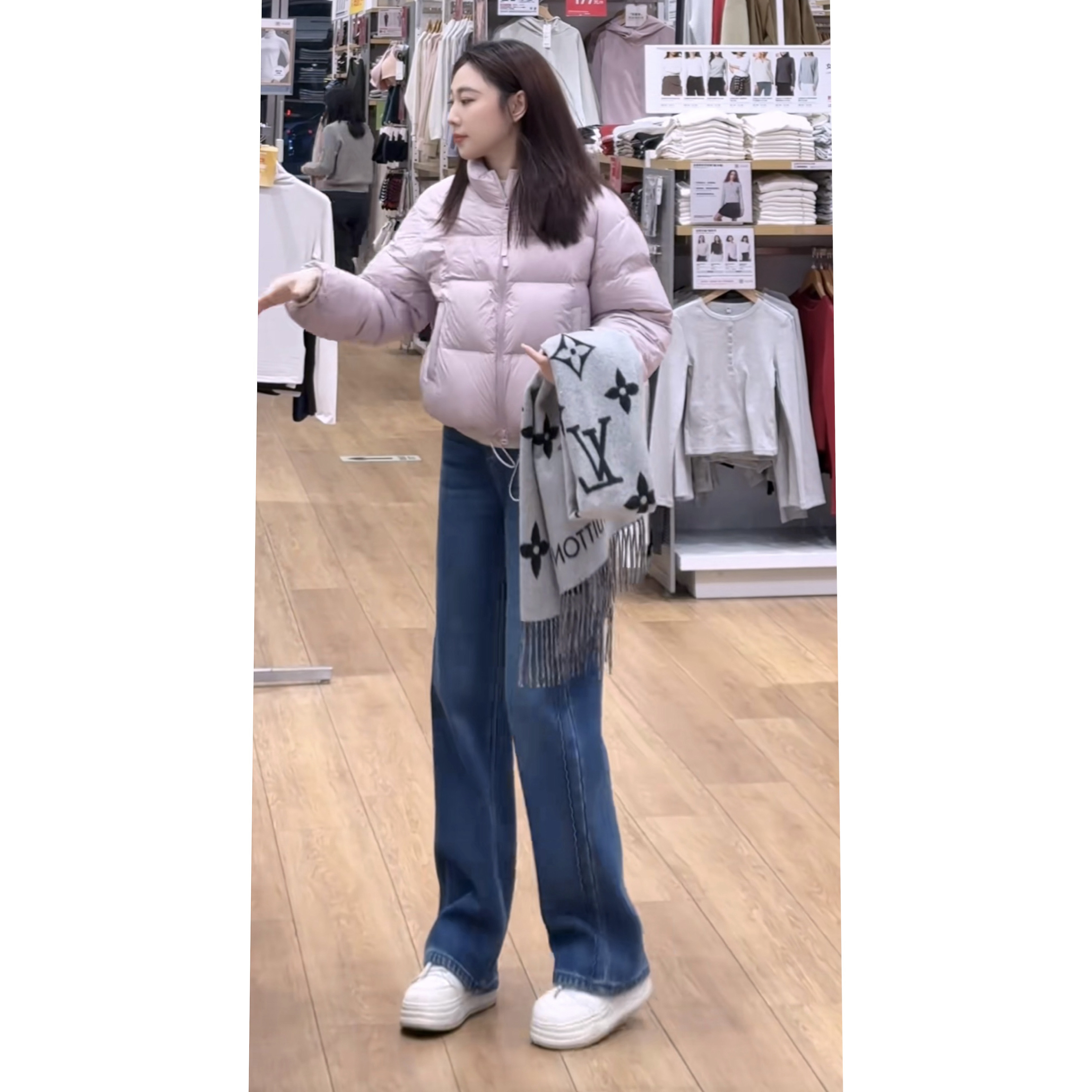 【初奢自制】波浪款加绒加厚设计感冬季窄版直筒裤显瘦复古棉质长裤