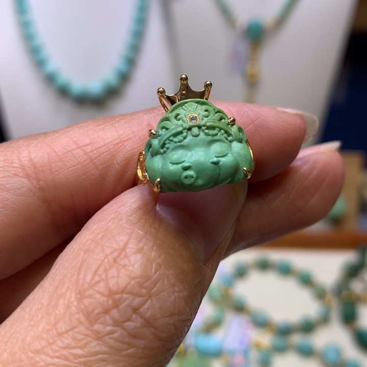 绿松石18K金镶嵌戒指