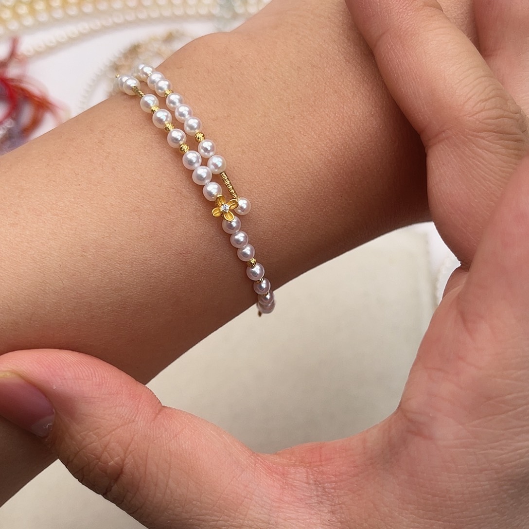 银S925镶嵌淡水珍珠手绳