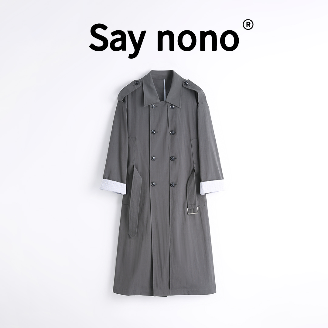 懒猫nono│Saynono 硬挺有型＿ 可调节腰带微皱肌理风衣 /ZSF1602