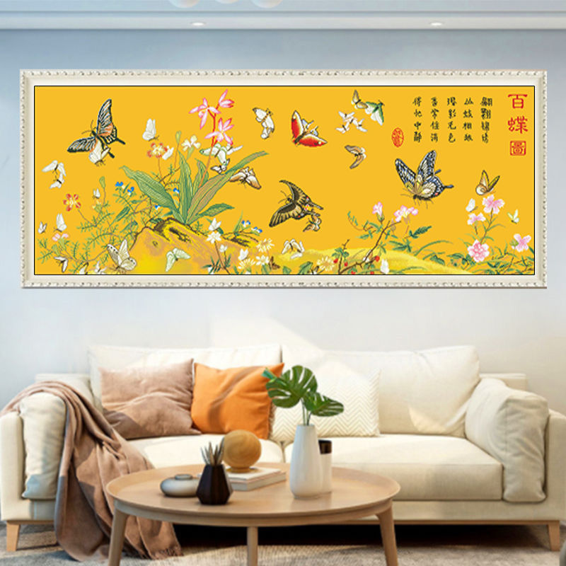 花香百蝶十字绣满绣42色2025客厅卧室背景墙古典名画
