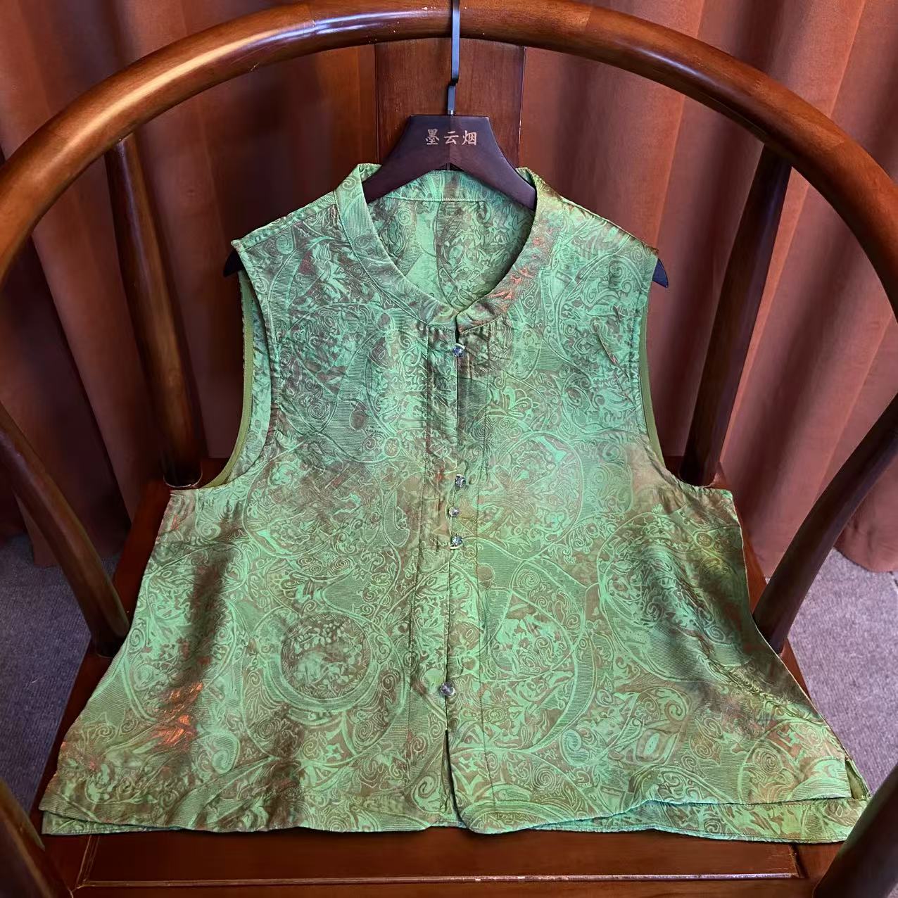 【松涛】新中式浮光锦国风马甲2025夏款新款气质上衣盘扣马甲女士