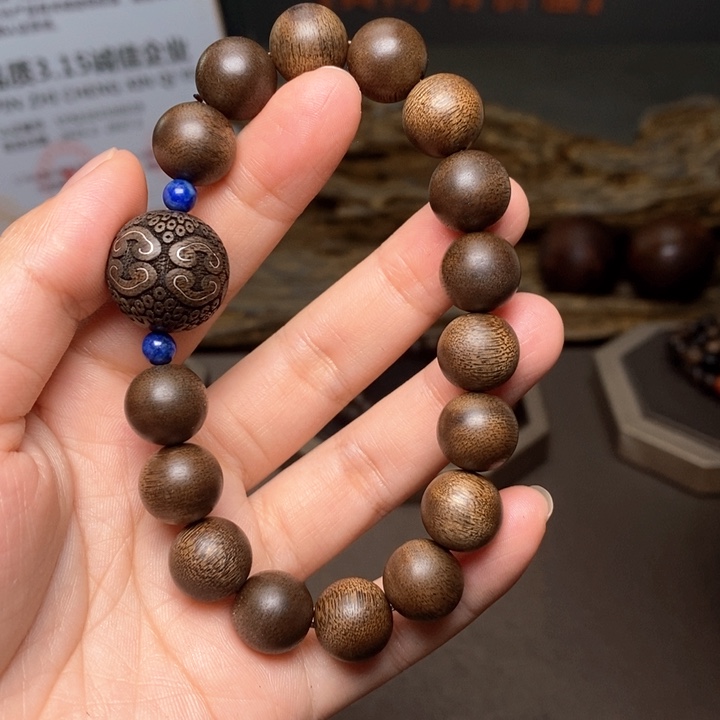 手串沉香越南芽庄黄棋楠1.2➕白棋沉香木雕设计配饰