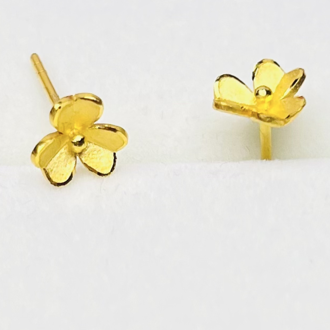 足金999 黄金耳钉 光面花朵