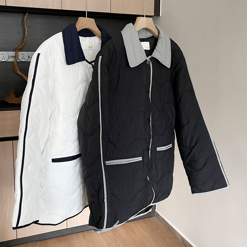 2025年新款美式棉衣设计感小众棉袄外套菱格棒球薄棉服oversize女