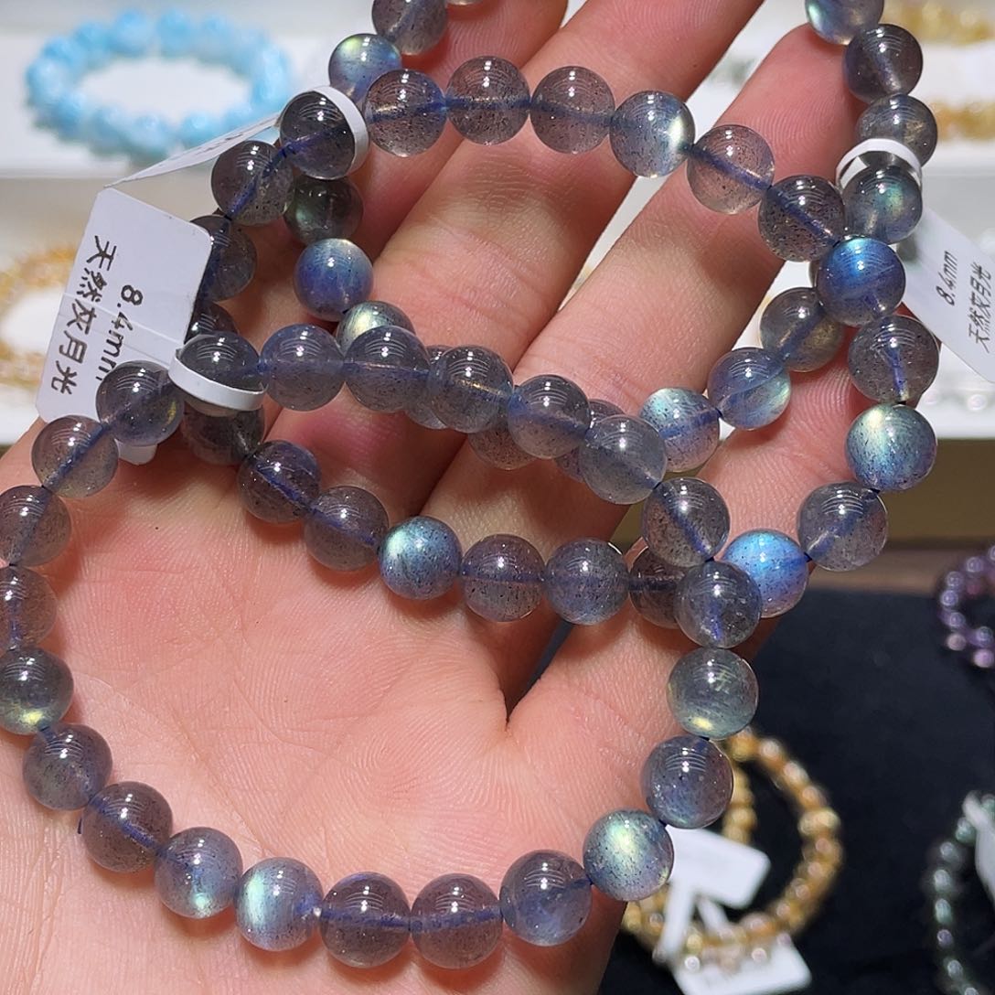 长石手链未镶嵌灰月光8.4多样性任发其一