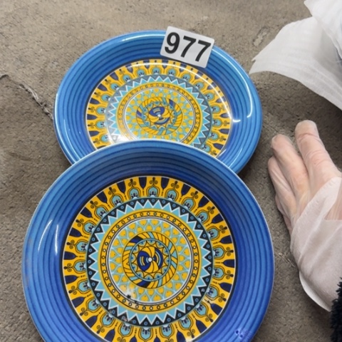 泥塑磁州窑出口尾货盘两只口径19高2