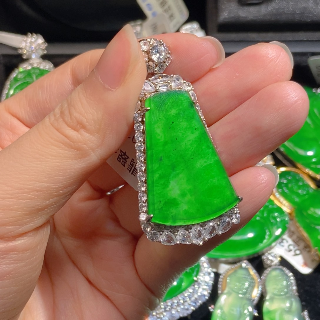 翡翠银S925镶嵌吊坠(不含链)