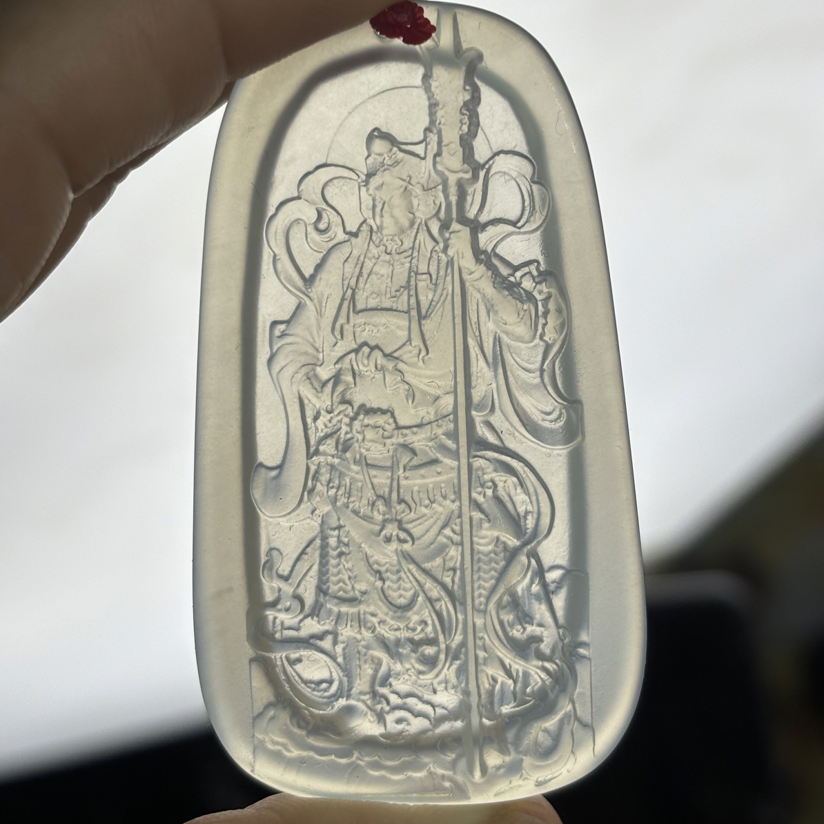 天然岫玉雕刻二郎神君高冰透尺寸约高64mm宽36mm厚6.2mm