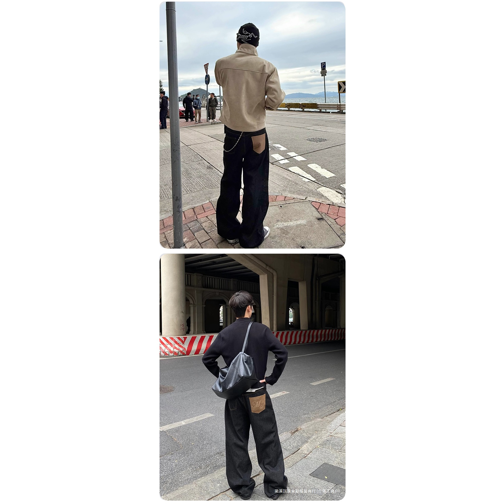 美式clean fit弯刀马毛冈弯刀原色洗水牛仔裤长裤显瘦百搭春秋