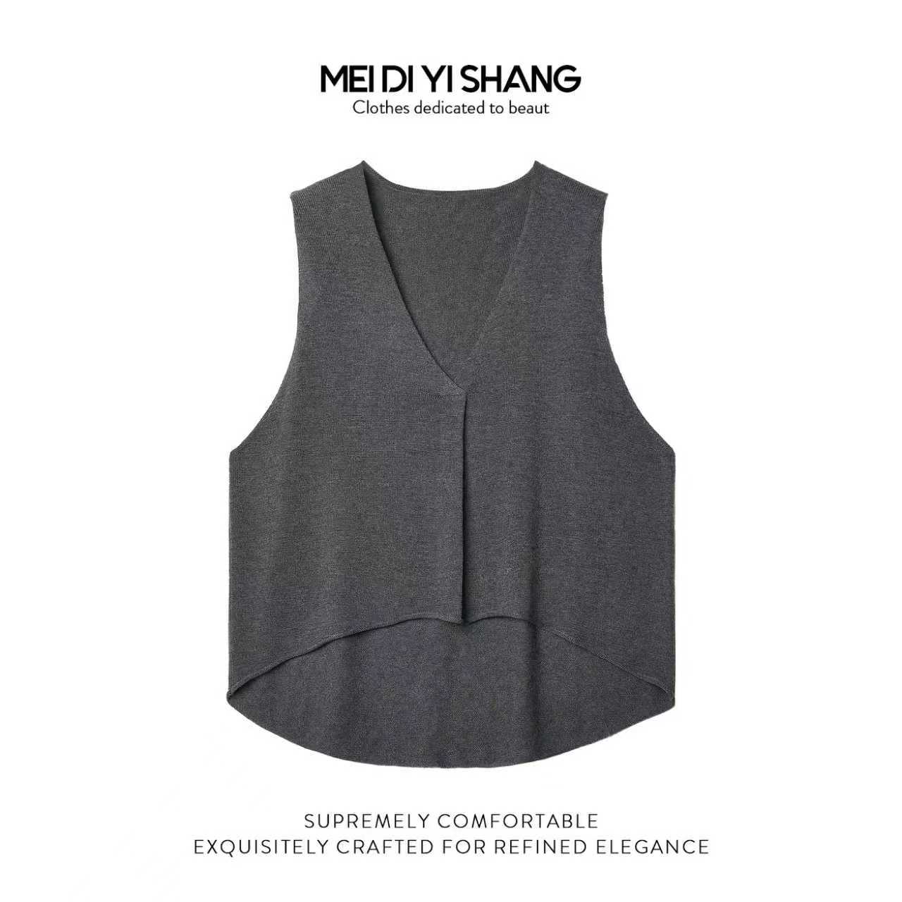 MDYS秋冬新品30精纺羊毛宽松慵懒百搭针织马甲背心C347（不能机洗）