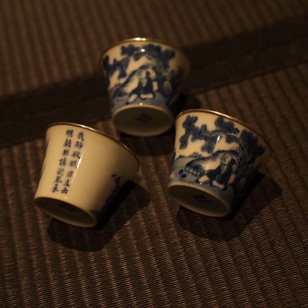 舒砚北記-【山中与幽人对酌】包银纯手工仿古功夫茶杯