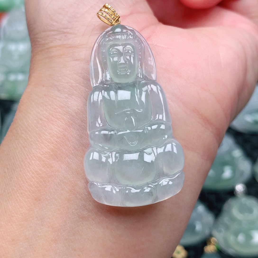 翡翠吊坠(不含链)18K金镶嵌