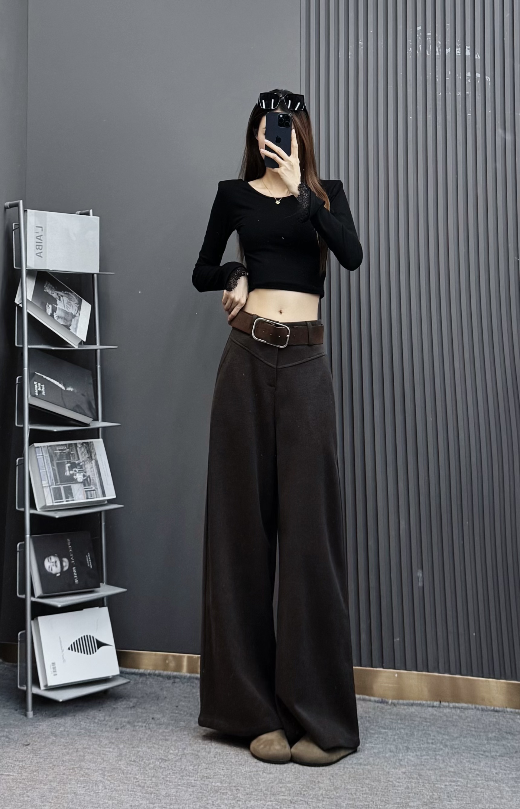 2025秋冬季新款时尚百搭高腰显瘦直筒阔腿裤女休闲裤