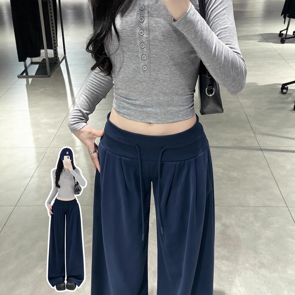 美式运动裤女2025新款阔腿裤宽松bf韩系慵懒舒适松弛感秋冬季裤子