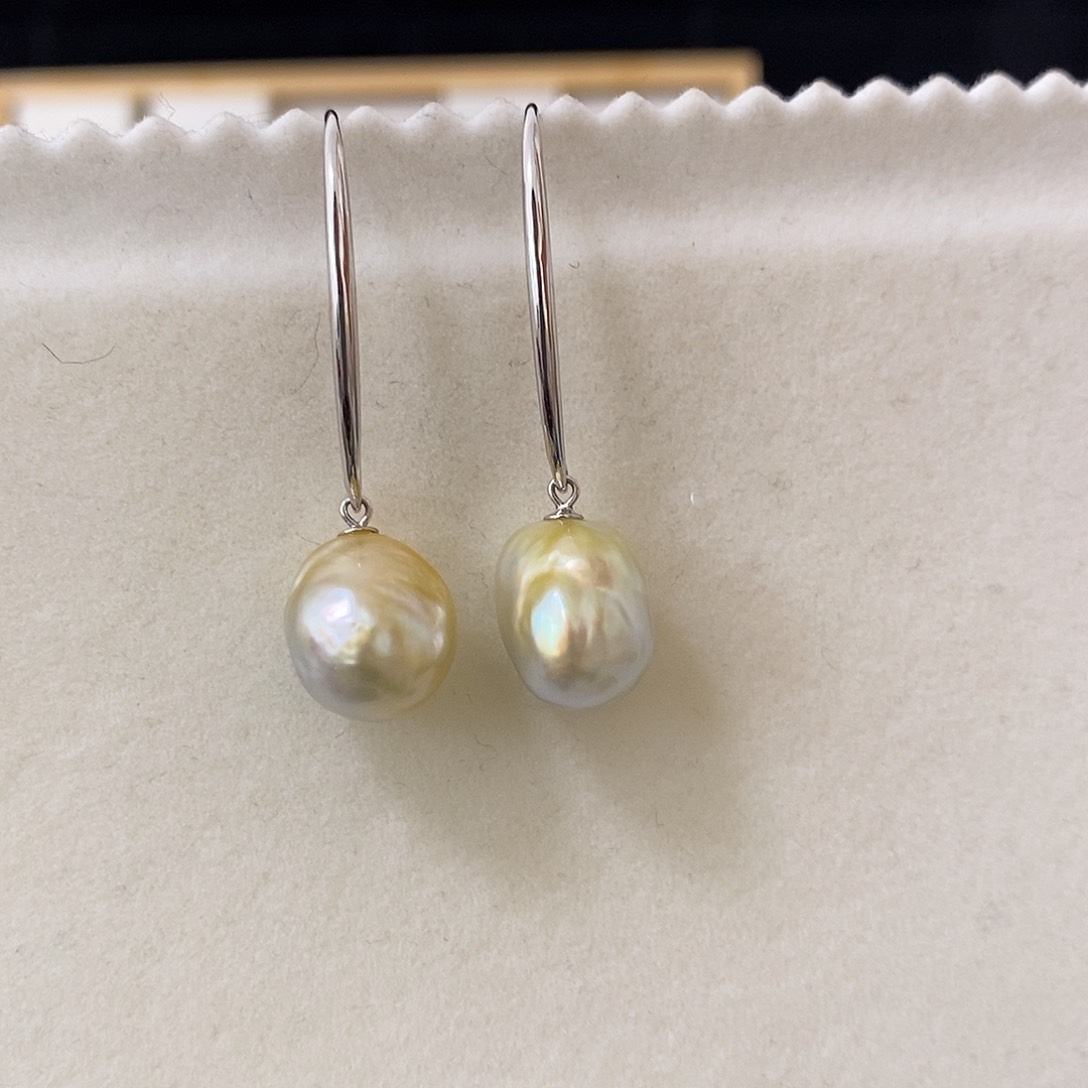 海水珍珠耳饰银S925镶嵌